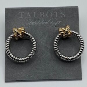 Talbots Two Tone Twisted Rope Round Pierced Earrings
